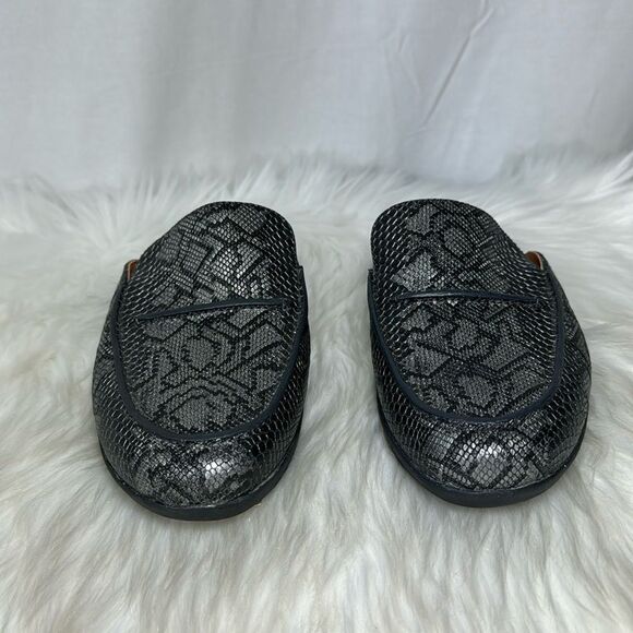 Fitflop Serene Black/Grey Python Print Leather Mules Sz 6 - Picture 3 of 7